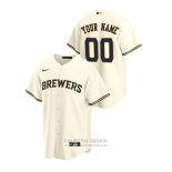 Camiseta Beisbol Hombre Milwaukee Brewers Personalizada Replica Primera Crema