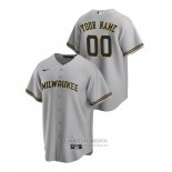 Camiseta Beisbol Hombre Milwaukee Brewers Personalizada Replica Road Gris