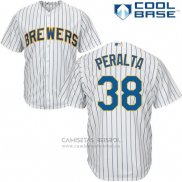 Camiseta Beisbol Hombre Milwaukee Brewers Wily Peralta Blanco Autentico Collection Cool Base
