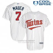Camiseta Beisbol Hombre Minnesota Twins Joe Mauer 7 Blanco Cool Base