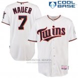 Camiseta Beisbol Hombre Minnesota Twins Joe Mauer Primera 6300 Jugador Blanco Cool Base