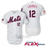 Camiseta Beisbol Hombre New York Mets 2017 Estrellas y Rayas Juan Lagares Blanco Flex Base
