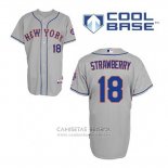 Camiseta Beisbol Hombre New York Mets Darryl Strawberry 18 Gris Cool Base
