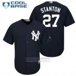 Camiseta Beisbol Hombre New York Yankees 27 Giancarlo Stanton Azul Replica Jugador Cool Base
