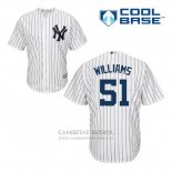 Camiseta Beisbol Hombre New York Yankees Bernie Williams 51 Blanco Primera Cool Base