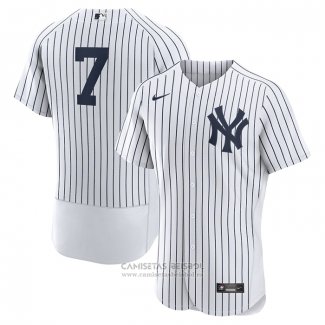 Camiseta Beisbol Hombre New York Yankees Mickey Mantle Primera Autentico Retired Blanco