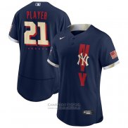 Camiseta Beisbol Hombre New York Yankees Personalizada 2021 All Star Autentico Azul