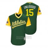 Camiseta Beisbol Hombre Oakland Athletics Emilio Pagan 2018 LLWS Players Weekend Emiliooooo Verde