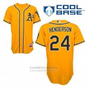 Camiseta Beisbol Hombre Oakland Athletics Rickey Henderson 24 Oro Alterno Cool Base