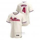 Camiseta Beisbol Hombre Philadelphia Phillies Scott Kingery Autentico 2020 Alterno Crema