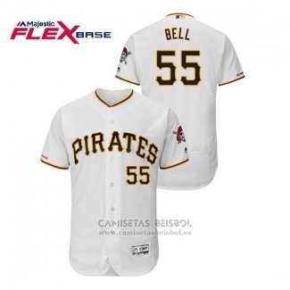 Camiseta Beisbol Hombre Pittsburgh Pirates Josh Bell 150th Aniversario Patch Flex Base Blanco