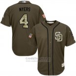 Camiseta Beisbol Hombre San Diego Padres 4 Wil Myers Verde Salute To Service