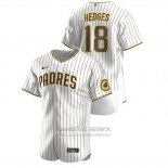 Camiseta Beisbol Hombre San Diego Padres Austin Hedges Autentico Blanco Marron