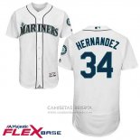 Camiseta Beisbol Hombre Seattle Mariners 34 Felix Hernandez Blanco Flex Base