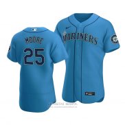 Camiseta Beisbol Hombre Seattle Mariners Dylan Moore Autentico Alterno Azul