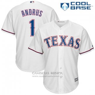 Camiseta Beisbol Hombre Texas Rangers Elvis Andrus Blanco Cool Base