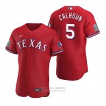 Camiseta Beisbol Hombre Texas Rangers Willie Calhoun Scarlet Autentico Alterno