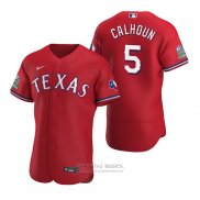 Camiseta Beisbol Hombre Texas Rangers Willie Calhoun Scarlet Autentico Alterno