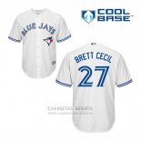 Camiseta Beisbol Hombre Toronto Blue Jays Brett Cecil 27 Blanco Primera Cool Base