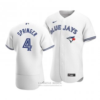 Camiseta Beisbol Hombre Toronto Blue Jays George Springer Autentico Primera Blanco