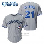 Camiseta Beisbol Hombre Toronto Blue Jays Roger Clemens 21 Gris Cool Base