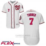 Camiseta Beisbol Hombre Washington Nationals 7 Trea Turner Blanco Flex Base