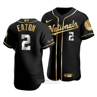 Camiseta Beisbol Hombre Washington Nationals Adam Eaton Golden Edition Autentico Negro Oro