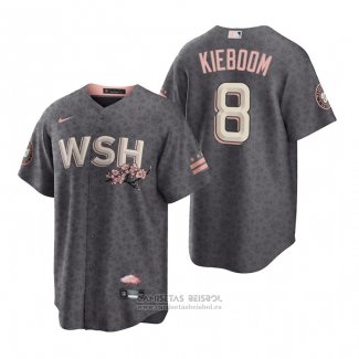 Camiseta Beisbol Hombre Washington Nationals Carter Kieboom 2022 City Connect Replica Gris
