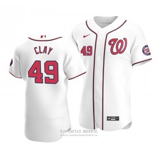 Camiseta Beisbol Hombre Washington Nationals Sam Clay Autentico Primera Blanco