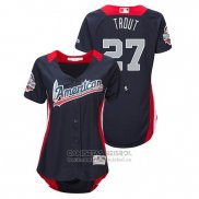 Camiseta Beisbol Mujer All Star Mike Trout 2018 Home Run Derby American League Azul