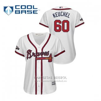 Camiseta Beisbol Mujer Atlanta Braves Dallas Keuchel 2019 Postemporada Cool Base Blanco