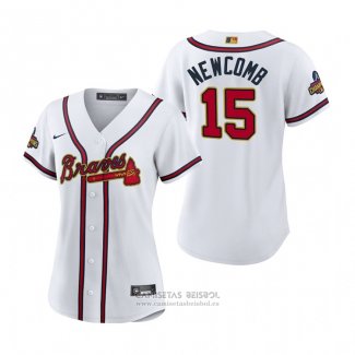 Camiseta Beisbol Mujer Atlanta Braves Sean Newcomb 2022 Gold Program Replica Blanco