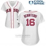 Camiseta Beisbol Mujer Boston Red Sox 16 Andrew Benintendi Blanco Cool Base