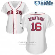 Camiseta Beisbol Mujer Boston Red Sox 16 Andrew Benintendi Blanco Cool Base