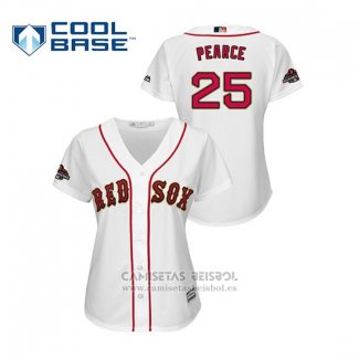 Camiseta Beisbol Mujer Boston Red Sox Steve Pearce 2019 Gold Program Cool Base Blanco