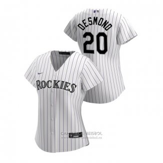 Camiseta Beisbol Mujer Colorado Rockies Ian Desmond 2020 Replica Primera Blanco