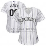 Camiseta Beisbol Mujer Colorado Rockies Personalizada Blanco