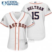 Camiseta Beisbol Mujer Houston Astros 2017 World Series Carlos Beltran Blanco Cool Base