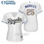 Camiseta Beisbol Mujer Kansas City Royals 25 Kendrys Morales Blanco 2017 Cool Base