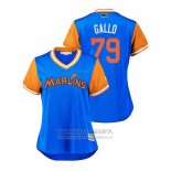 Camiseta Beisbol Mujer Miami Marlins Isaac Galloway 2018 LLWS Players Weekend Gallo Azul