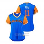 Camiseta Beisbol Mujer Miami Marlins J.t. Realmuto 2018 LLWS Players Weekend Real Azul