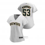 Camiseta Beisbol Mujer Milwaukee Brewers Brandon Woodruff 2020 Replica Alterno Blanco