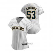 Camiseta Beisbol Mujer Milwaukee Brewers Brandon Woodruff 2020 Replica Alterno Blanco