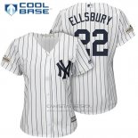 Camiseta Beisbol Mujer New York Yankees 2017 Postemporada Jacoby Ellsbury Blanco Cool Base