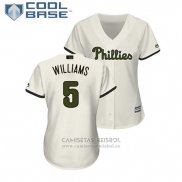 Camiseta Beisbol Mujer Philadelphia Phillies Nick Williams 2018 Dia de los Caidos Cool Base Crema