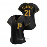 Camiseta Beisbol Mujer Pittsburgh Pirates Roberto Clemente 2020 Replica Alterno Negro
