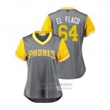 Camiseta Beisbol Mujer San Diego Padres Dinelson Lamet 2018 LLWS Players Weekend El Flaco Gris