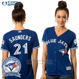 Camiseta Beisbol Mujer Toronto Blue Jays Michael Saunders 21 Cool Base