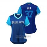 Camiseta Beisbol Mujer Toronto Blue Jays Teoscar Hernandez 2018 LLWS Players Weekend Oca Azul