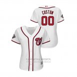 Camiseta Beisbol Mujer Washington Nationals Personalizada 2019 World Series Bound Cool Base Blanco